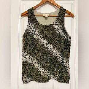 Vintage Cache Animal Print Sleeveless Silk Blend Tank Top – Size M